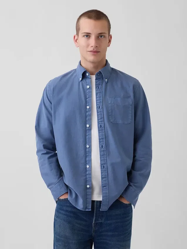 Camicia Oxford a quadri con bottoni