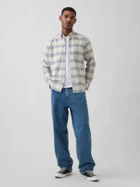 Camicia Oxford a quadri con bottoni