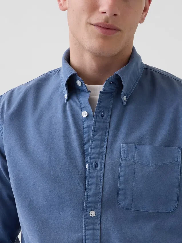 Camicia Oxford a quadri con bottoni