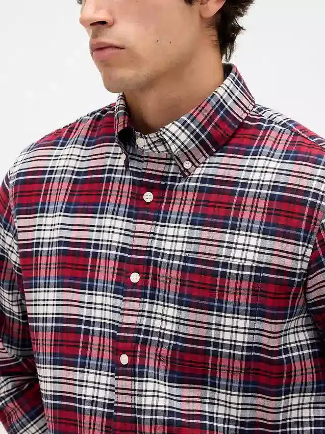 Camicia Oxford a quadri con bottoni