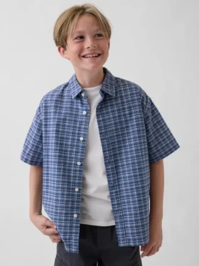 Camicia Oxford a quadri dal taglio comodo per bambini