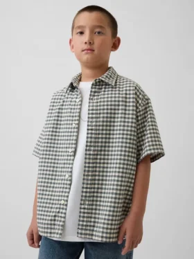 Camicia Oxford a quadri dal taglio comodo per bambini
