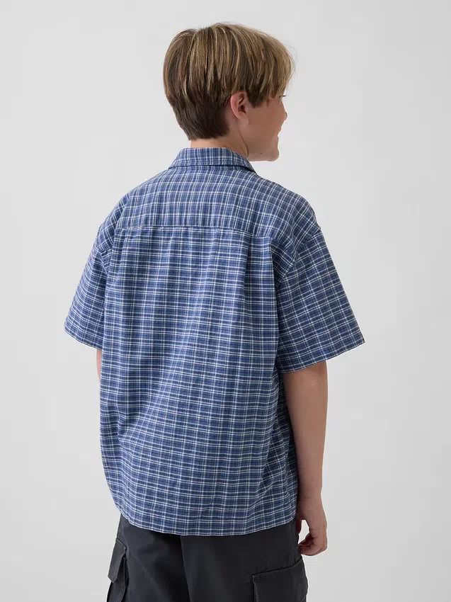 Camicia Oxford a quadri dal taglio comodo per bambini