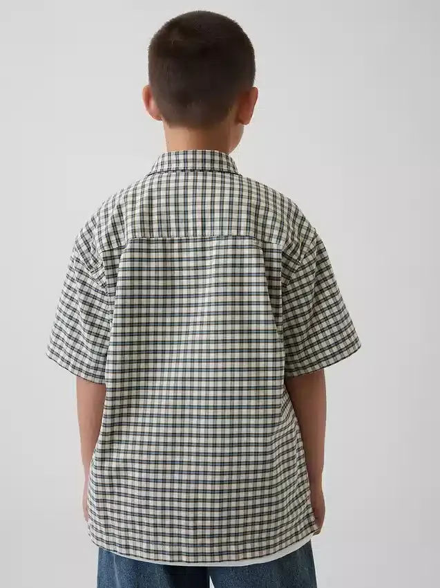Camicia Oxford a quadri dal taglio comodo per bambini