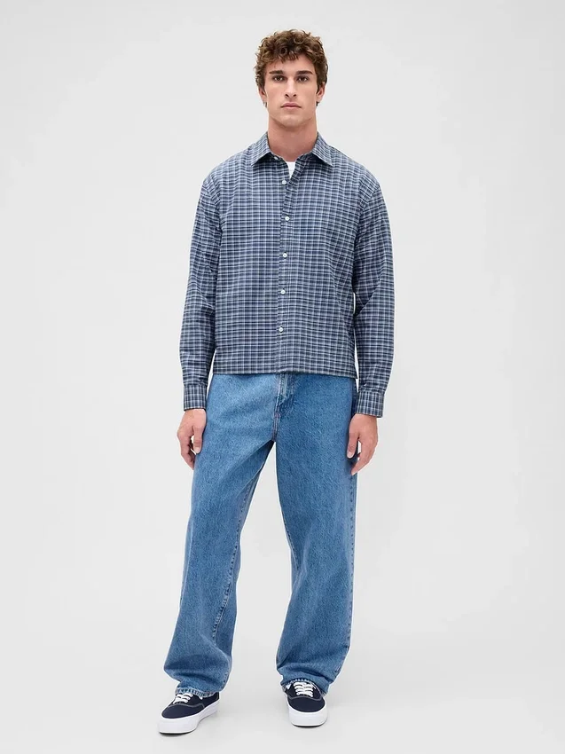 Camicia Oxford dal taglio rilassato e orlo dritto