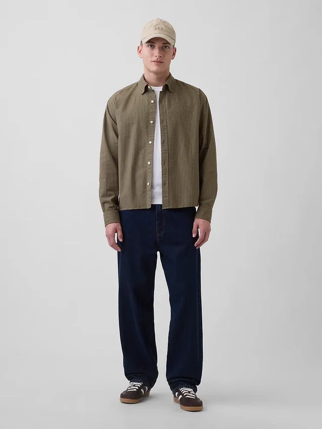Camicia Oxford dal taglio rilassato e orlo dritto