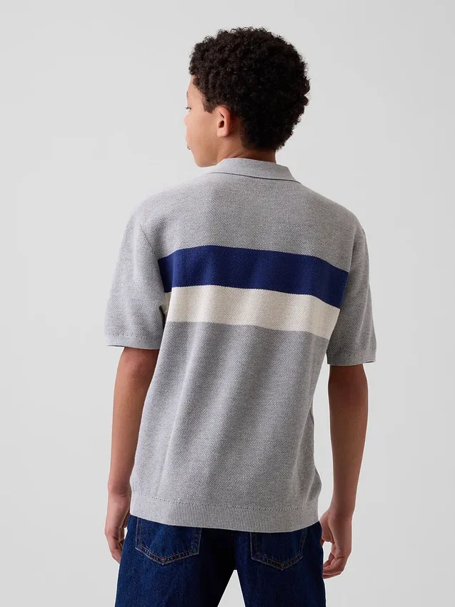 Camicia polo a righe dal taglio comodo per bambini
