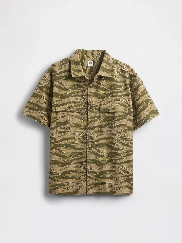 Camicia utility da bambino in tessuto ripstop