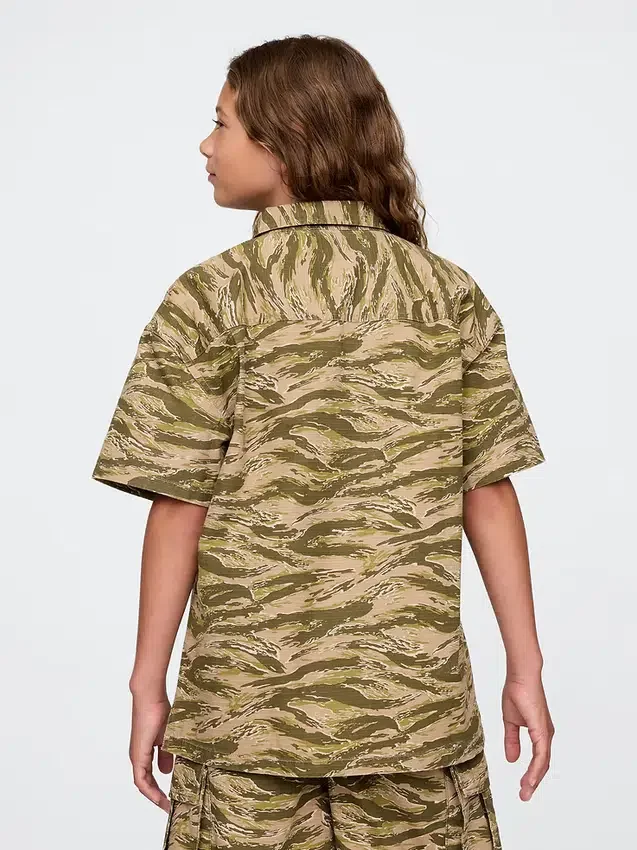 Camicia utility da bambino in tessuto ripstop