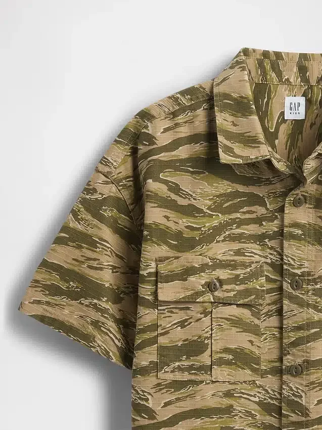Camicia utility da bambino in tessuto ripstop