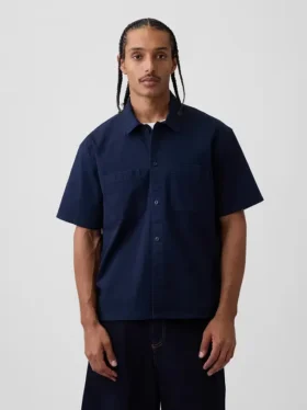 Camicia utility dalla linea morbida con orlo dritto