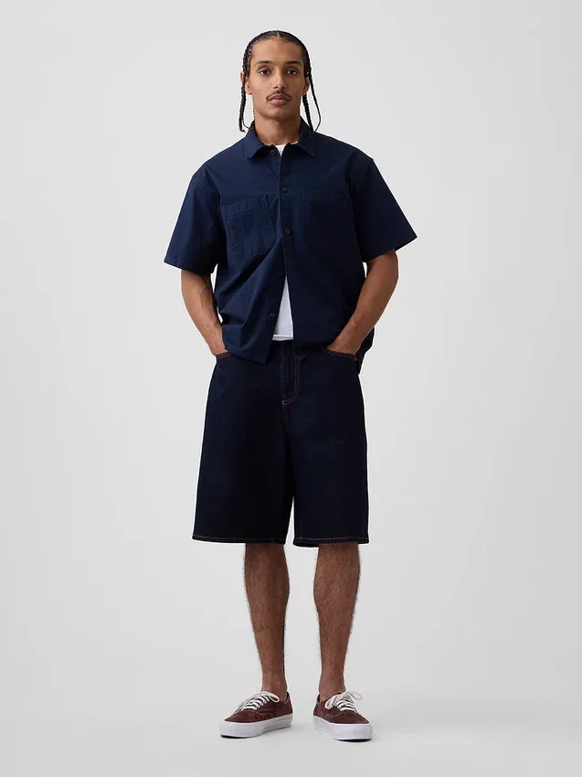 Camicia utility dalla linea morbida con orlo dritto