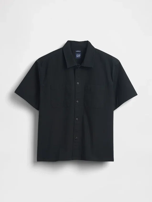 Camicia utility dalla linea morbida con orlo dritto