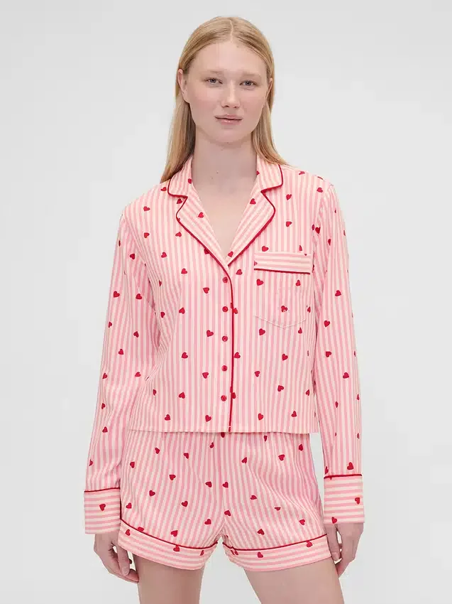 Camicie da pigiama in flanella con cuori GAP × Summer Fridays, vestibilità comoda