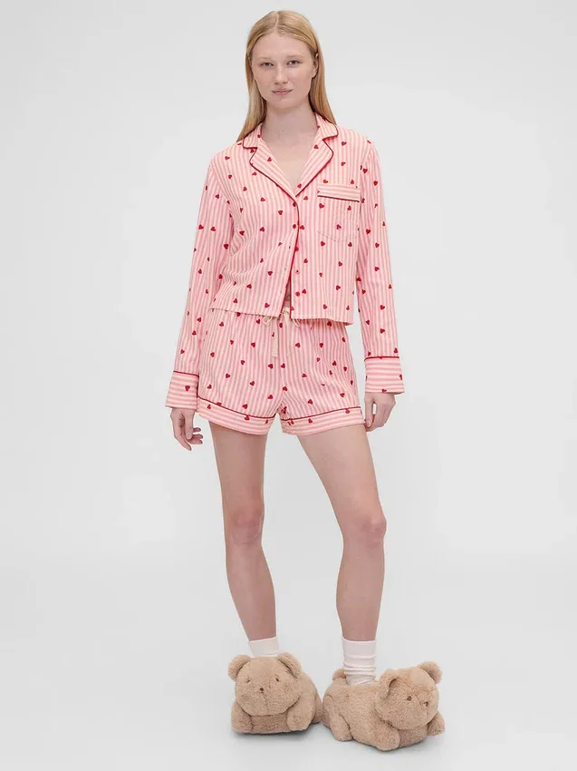 Camicie da pigiama in flanella con cuori GAP × Summer Fridays, vestibilità comoda