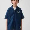 Camicie in denim per bambini dal taglio morbido con logo New York