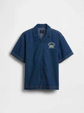 Camicie in denim per bambini dal taglio morbido con logo New York