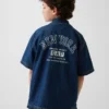 Camicie in denim per bambini dal taglio morbido con logo New York