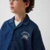 Camicie in denim per bambini dal taglio morbido con logo New York