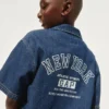 Camicie in denim per bambini dal taglio morbido con logo New York