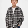 Camicie in flanella con cappuccio in cotone biologico per bambini