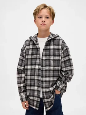Camicie in flanella con cappuccio in cotone biologico per bambini