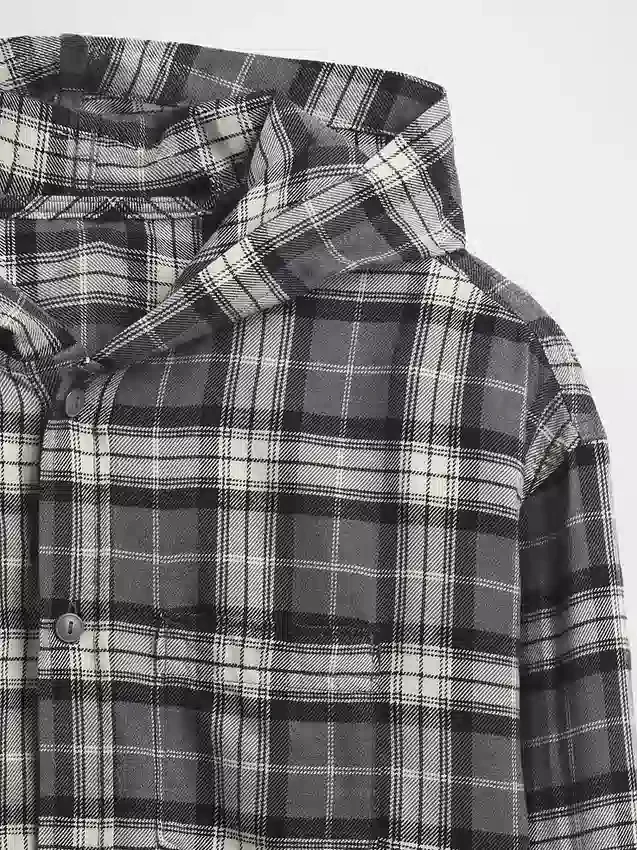Camicie in flanella con cappuccio in cotone biologico per bambini