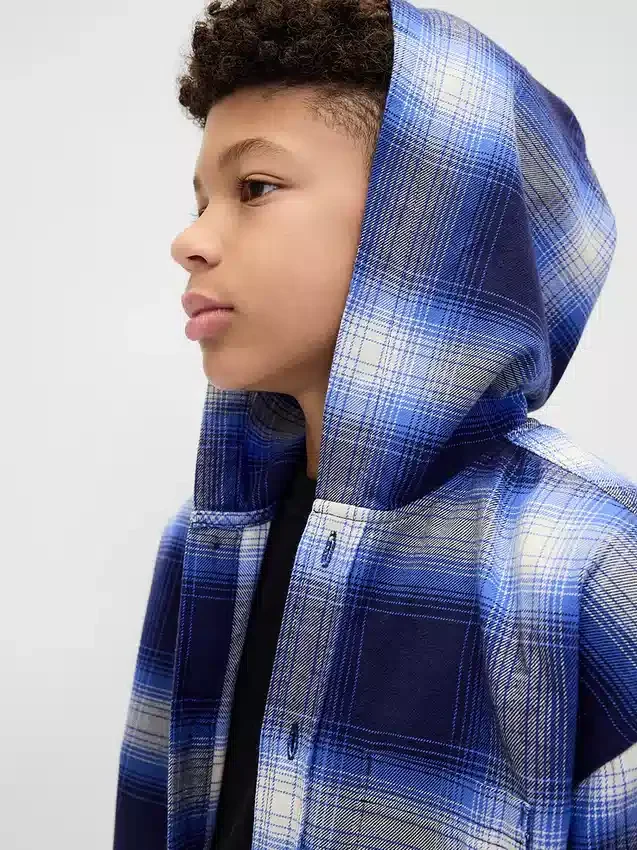 Camicie in flanella con cappuccio in cotone biologico per bambini
