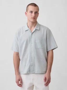 Camicie in misto lino e cotone dalla vestibilità comoda con orlo dritto