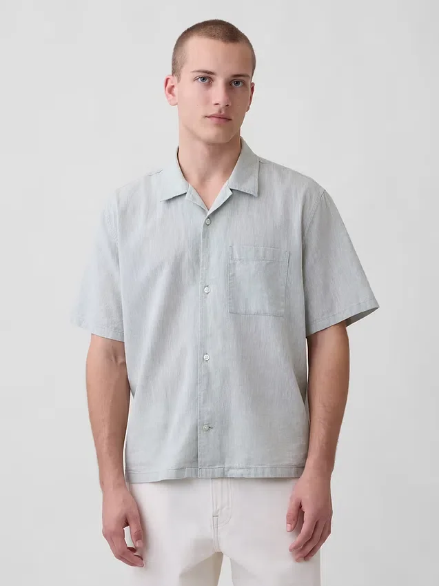 Camicie in misto lino e cotone dalla vestibilità comoda con orlo dritto