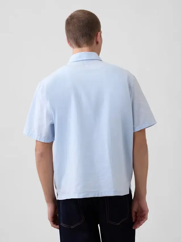 Camicie in misto lino e cotone dalla vestibilità comoda con orlo dritto