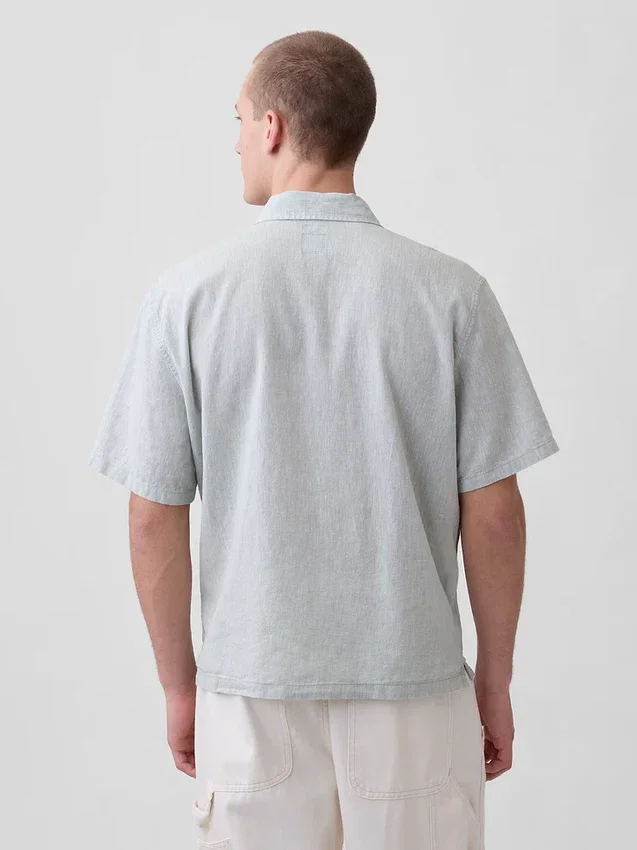 Camicie in misto lino e cotone dalla vestibilità comoda con orlo dritto