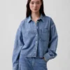 Camicie oversize in denim ultrasoft con orlo dritto e taglio corto