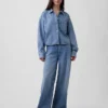 Camicie oversize in denim ultrasoft con orlo dritto e taglio corto