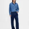 Camicie oversize in denim ultrasoft con orlo dritto e taglio corto
