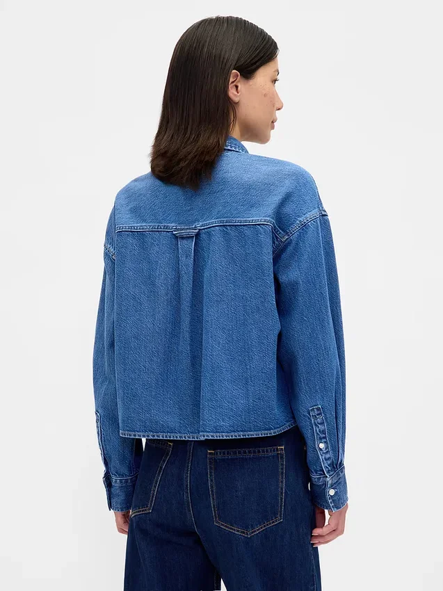 Camicie oversize in denim ultrasoft con orlo dritto e taglio corto