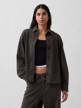 Camicie oversize in felpa francese pesante con chiusura a bottoni