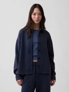 Camicie oversize in felpa francese pesante con chiusura a bottoni