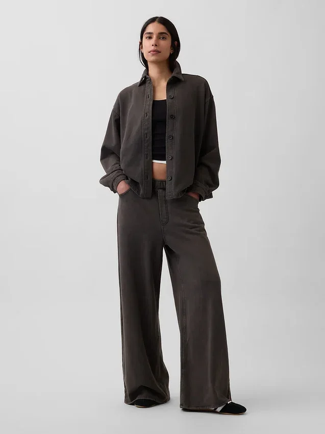 Camicie oversize in felpa francese pesante con chiusura a bottoni