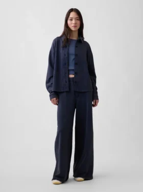 Camicie oversize in felpa francese pesante con chiusura a bottoni