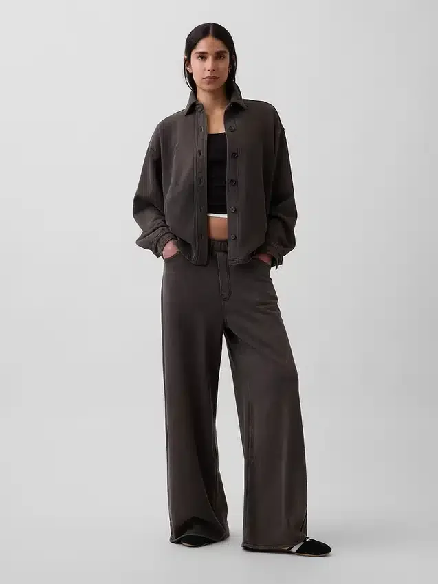 Camicie oversize in felpa francese pesante con chiusura a bottoni