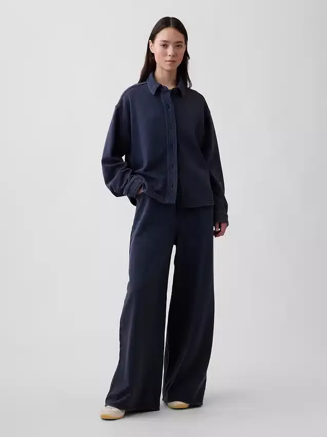 Camicie oversize in felpa francese pesante con chiusura a bottoni