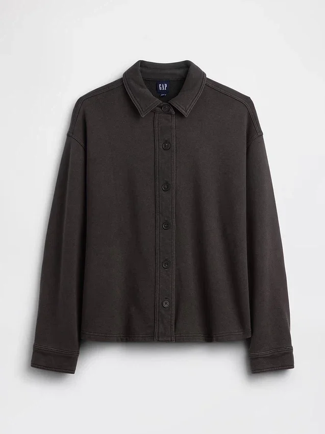 Camicie oversize in felpa francese pesante con chiusura a bottoni