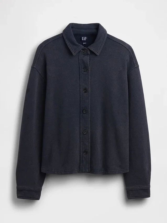 Camicie oversize in felpa francese pesante con chiusura a bottoni