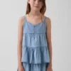 Canotta a balze in denim per bambini