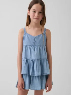Canotta a balze in denim per bambini