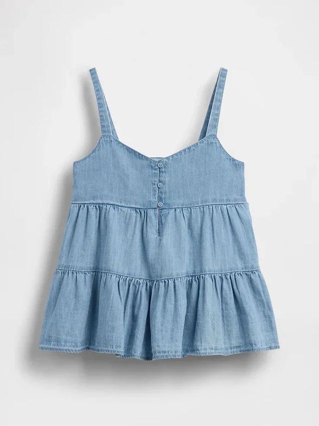 Canotta a balze in denim per bambini