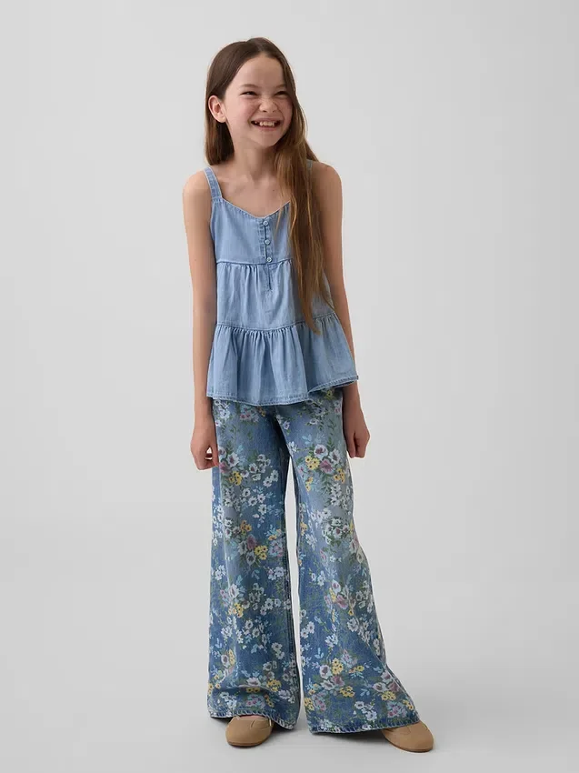 Canotta a balze in denim per bambini
