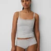 Canotta con reggiseno incorporato in cotone elasticizzato biologico con bordi in pizzo