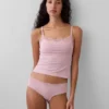 Canotta con reggiseno incorporato in cotone elasticizzato biologico con bordi in pizzo